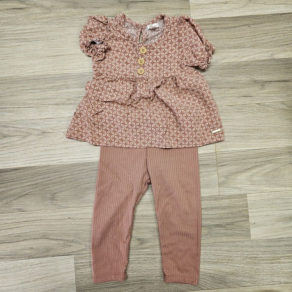 Tahari Baby Girl Pink Outfit Size 12 Months Casual 2 Piece